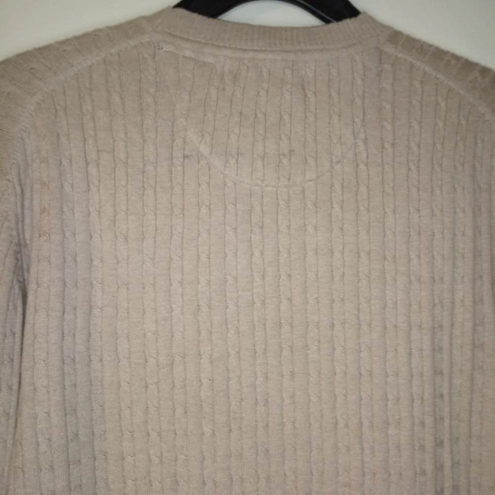 knitwear kingdom Khaki crewneck cable-knit long sleeve Sweater